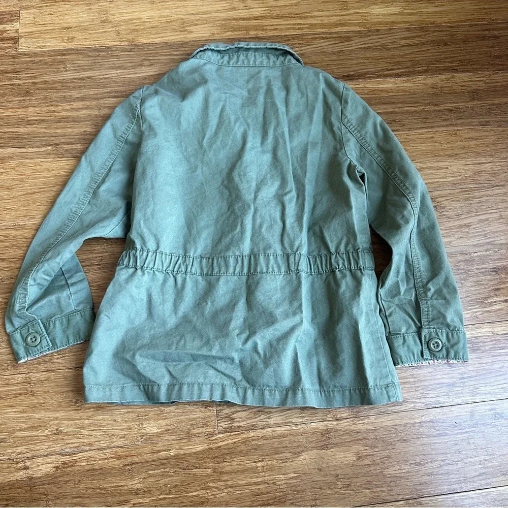 CARTER'S Girls Size 7 Fairy‎ Floral Butterfly Green Twill Jacket Cinch Waist